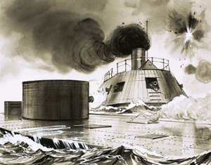 初期の潜水艦との正体不明の戦闘シーン 作： English School