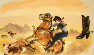 正体不明のカウボーイローピング牛 作： English School
