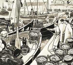 波止場の魚がいる未確認の漁港 作： English School