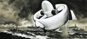 海上の船の上を上昇する未確認飛行物体（WW2時代）