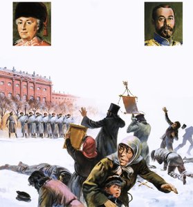 1905年のロシア革命の正体不明のシーン 作： English School