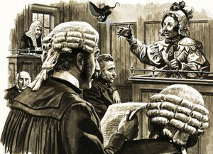 正体不明の女性が法廷でブーツを投げる 作： English School