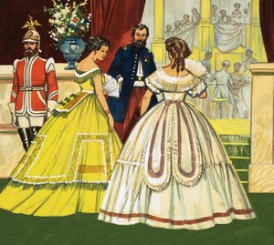 正装をしている正体不明の女性がファンクションに参加する（19世紀）