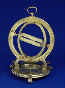 普遍的な分点のスタンディングリングダイヤル、おそらくThomas Heath作、1730年頃（真鍮）