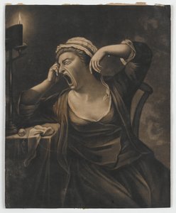 無題（あくびをする女性）、1780年頃（メゾチント） 作： English School