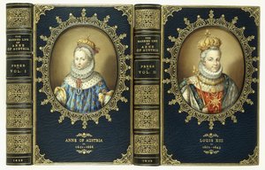 上部カバーセット、オーストリアのアンとルイ13世の2つの楕円形の肖像画、1865