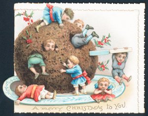 プラムプディング、クリスマスカードで遊ぶウニ 作： English School