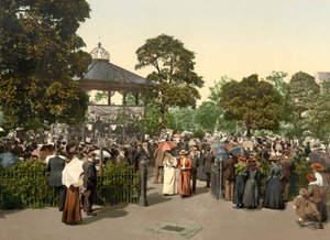 バレー・ガーデンズ、ハロゲート、パブ。1900年（カラーリトグラフ） 作： English School