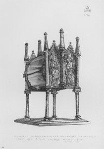 ビクトリアアンドアルバート博物館：聖骨箱、石の結晶と銀の金箔、イタリア語、約1350 作： English School