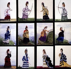 ビクトリア朝時代の女性のスポーツ・ファッション 作： English School