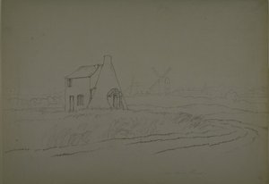ヴォクスホール、ナインエルムス付近の眺め 1810年頃（紙に鉛筆 作： English School
