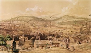 1854年、ウィリアムイビットによる南東部からの産業用シェフィールドの眺め