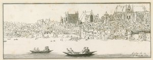 1652年3月27日にロンドンのウェストミンスター宮殿の眺め 作： English School
