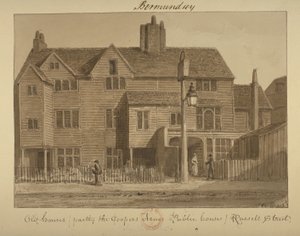 クーパーズアームズイン、ラッセルストリート、1828年の眺め（紙に洗って） 作： English School
