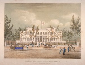 1841年ロンドン、ポプラ、ロンドンの東インドドックロードの船員の家のビュー