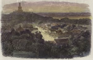 帝国都市の庭園と仏教寺院の眺め 作： English School