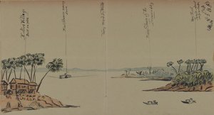 川の眺め、1886（紙にトイレとペンとインク） 作： English School