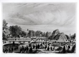 1860年代頃のキュー宮殿のパームハウスを見学した訪問者 作： English School