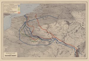 WW1：西部戦線の主要戦線（カラーリトグラフ） 作： English School