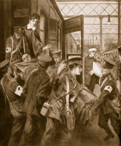 1914-19年、ロンドン鉄道の終着点に到着した戦争で負傷 作： English School