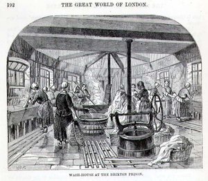 ブリクストン刑務所の洗濯場（Henry Mayhew（1812-87）とJohn Binnyによる「The Criminal Prisons of London and Scenes of Prison Life」より 作： English School