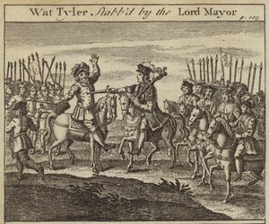 ワットタイラー、ウィリアムウォルワース、ロンドン市長、農民の反乱、1381年 作： English School