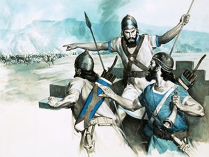 ペルシャ軍の前進について警報を発するバビロンのものみの塔警備員