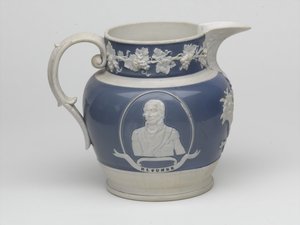 ワーテルロー記念水差し、1815年頃（ストーンウェア