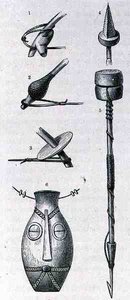 マニエマの武器、魔除け、銛、人類の歴史、第III巻、フリードリッヒラッツェル教授、1898年 作： English School