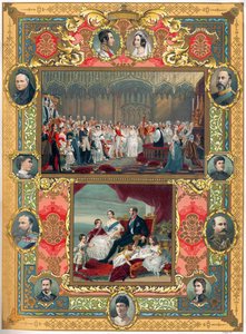 1840年、イギリスのヴィクトリア女王とアルバート公の結婚式（プリント）