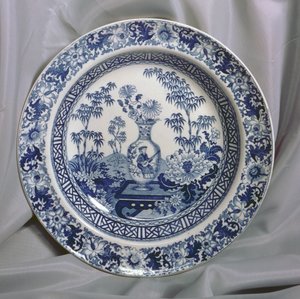 ウェッジウッド・ブルー・プリント・プレート チャイニーズ・ベース・パターン 1810年頃（陶磁器 作： English School