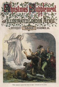 羊飼いが夜に群れを見ていた間、イラスト入りロンドンニュースの表紙から、1855年のクリスマスの補足 作： English School