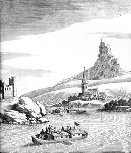 エドワードブラウン著「いくつかの旅行の記録」からのドナウ川の渦、1677年 作： English School