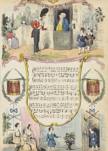 誰が来た、擲弾兵」1850年頃（カラー・アクアチント 作： English School