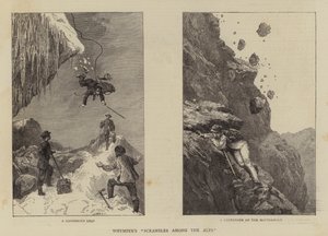 Whymperの「Scrambles Among the Alps」（彫刻）。 作： English School