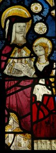聖アンナが聖母に読書を教えることを描いた窓S-chapel-S6 作： English School