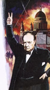 ブリッツ中のウィンストン・チャーチル 作： English School