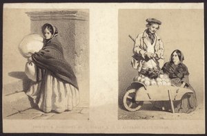 手押し車で野菜を売る露天商の女性 (リソ) 作： English School
