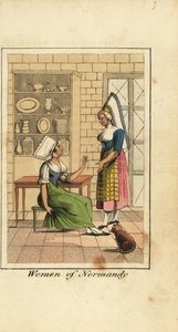 フランス・ノルマンディー地方の女性たちの台所の様子 作： English School