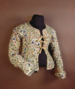 17世紀にチョッキとして知られている女性の刺繍入りジャケット 作： English School