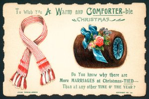 ウールスカーフとファーマフ、クリスマスカード 作： English School