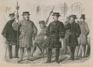 新旧の衣装を着たYeomen of the Guard 作： English School