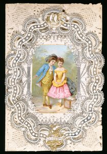ユア・ラヴ・マイ・ハピネス、バレンタイン・カード、1870年頃（紙にカラー・リソ） 作： English School