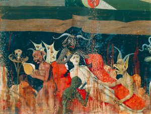 地獄の悪魔と呪われた者たち（「聖母の戴冠」祭壇画の細部