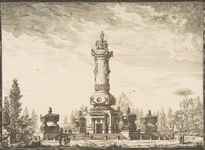 埋葬を目的とした葬儀柱の立面図、1746-50。 作： Ennemond Alexandre Petitot