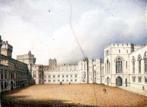 ウィンザー城の四角柱を描いたウースターの額（一対）1830～40年頃（磁器）（一対の場合は72833参照 作： Enoch Doe