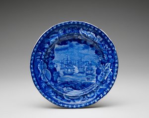 プレート、c。 1818-1846（転写印刷された鉛釉陶器） 作： Enoch Wood and Sons