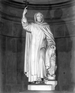ジローラモ・サボナローラ（1452-98）の記念碑（大理石）（モノクロ写真