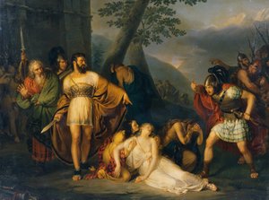 死んだ娘をフィンガルに見せるスタルノ王 作： Enrico Scuri
