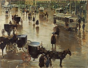 プエルタ デル ソル、マドリッド - マルティネス キューベルズ、エンリケ (1874-1947) - 1902 - キャンバスに油彩 - 75x96.5 - カルメン ティッセン美術館、マラガ 作： Enrique Martinez Cubells y Ruiz